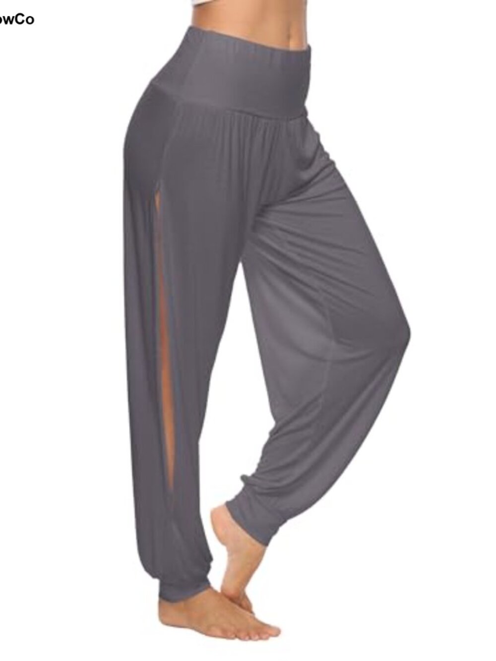 Harem Yoga Pants Side Slit Wide Leg Athleisure Sweatpants